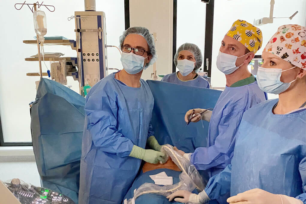 Specialists during the procedure