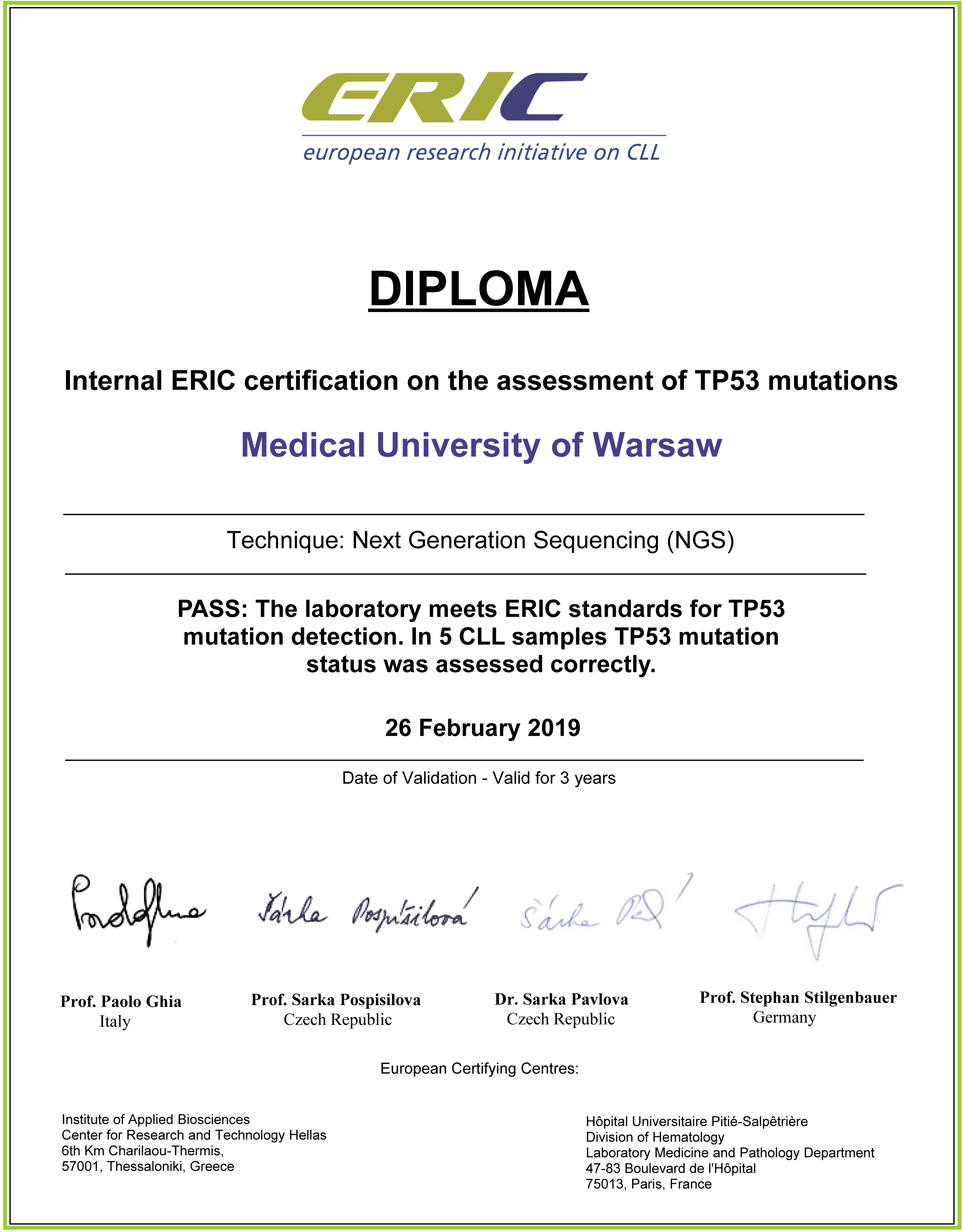 MUW receives ERIC certificate | Medical University of Warsaw