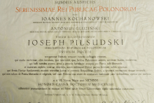 100th anniversary of awarding Józef Piłsudski, the Chief of State, the title of Doctor Honoris Causa of the Faculty of Medicine UW