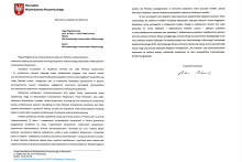 List od Marszałka Województwa Mazowieckiego z okazji inauguracji roku akademickiego 2025/2026