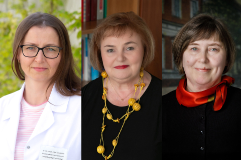 Three women shown in separate portraits placed side by side.